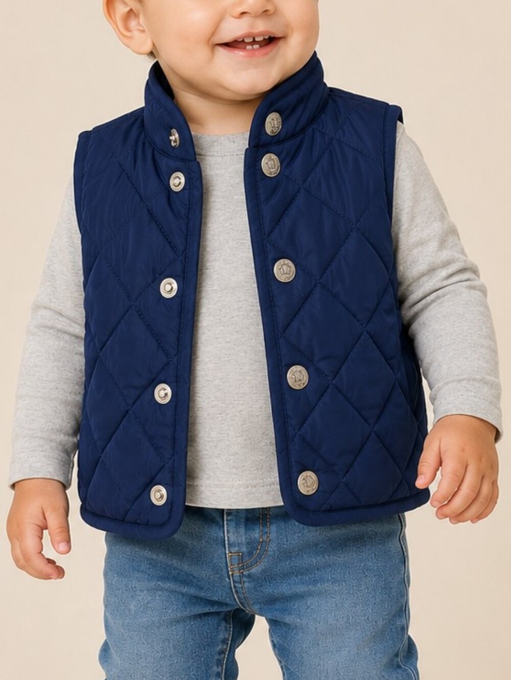 FMC Navy Blue Quilted Vest Baby 12M Classic Normcore Preppy Outerwear Gorpcore